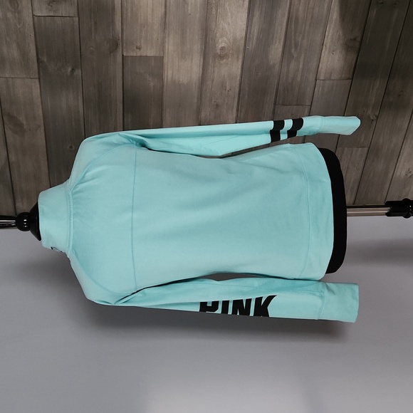 PINK Victoria's Secret Quarter Zip Pullover Athletic Jacket Like New Aqua Size L - Picture 3 of 6